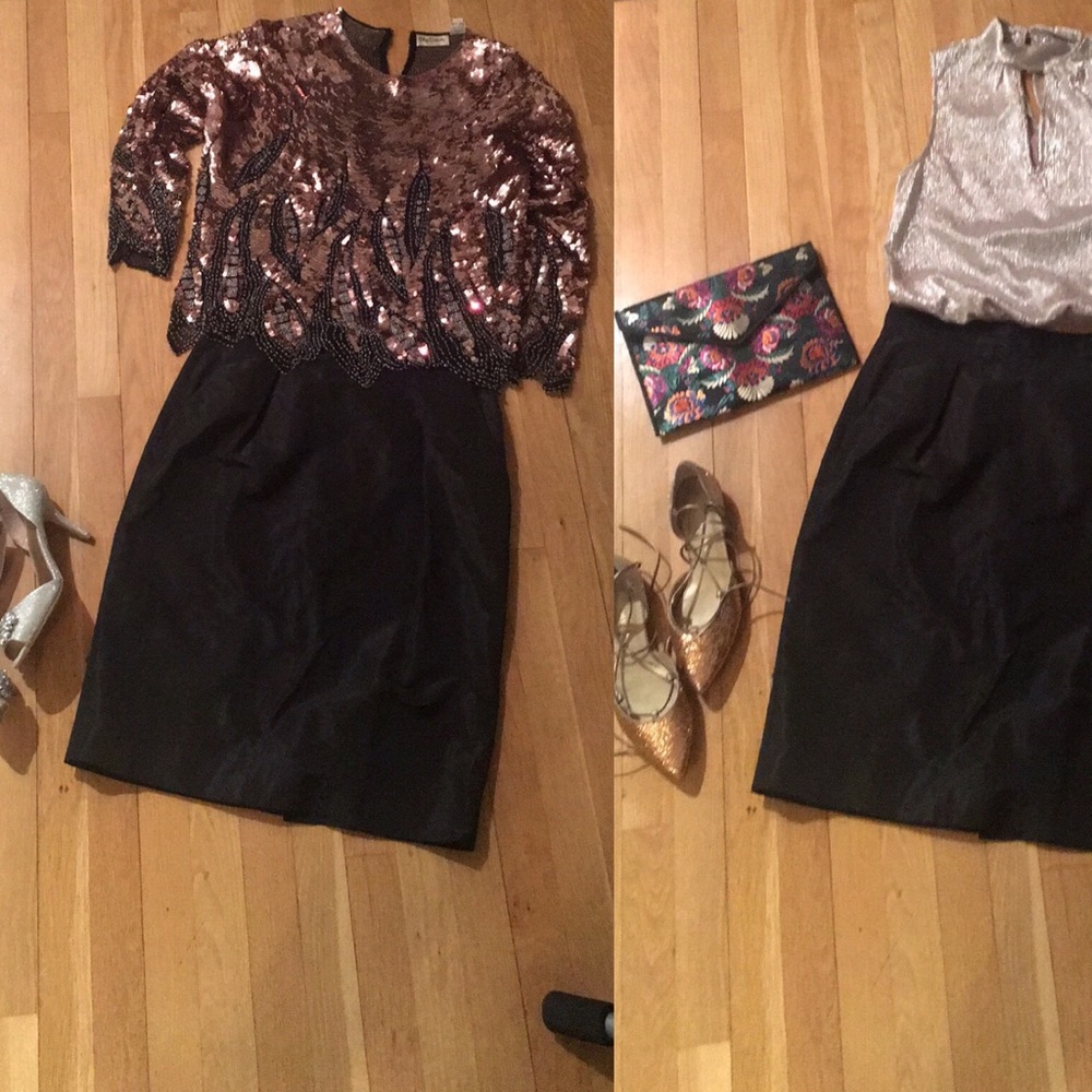 Banana republic taffeta black pencil skirt, size 6